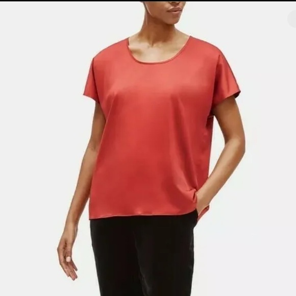 [EILEEN FISHER] Serrano Satin Scoop Neck Blouse - Picture 3 of 11